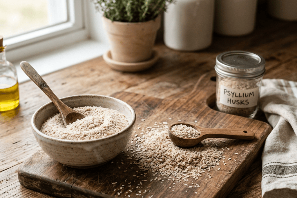 Ground psyllium husk with whole husks